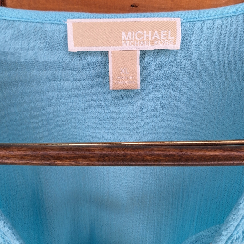 ❤️ Michael Kors Elegant Sky Blue Women's Top long bell sleeves Size XL - Picture 6 of 7